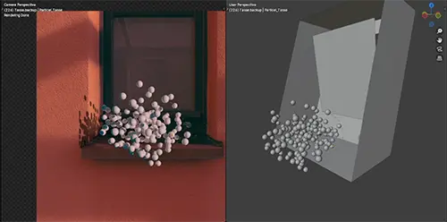 Blender point cloud reconstruction of a cup from a camera view